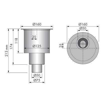 Corps de siphon M-2 à sortie inférieure